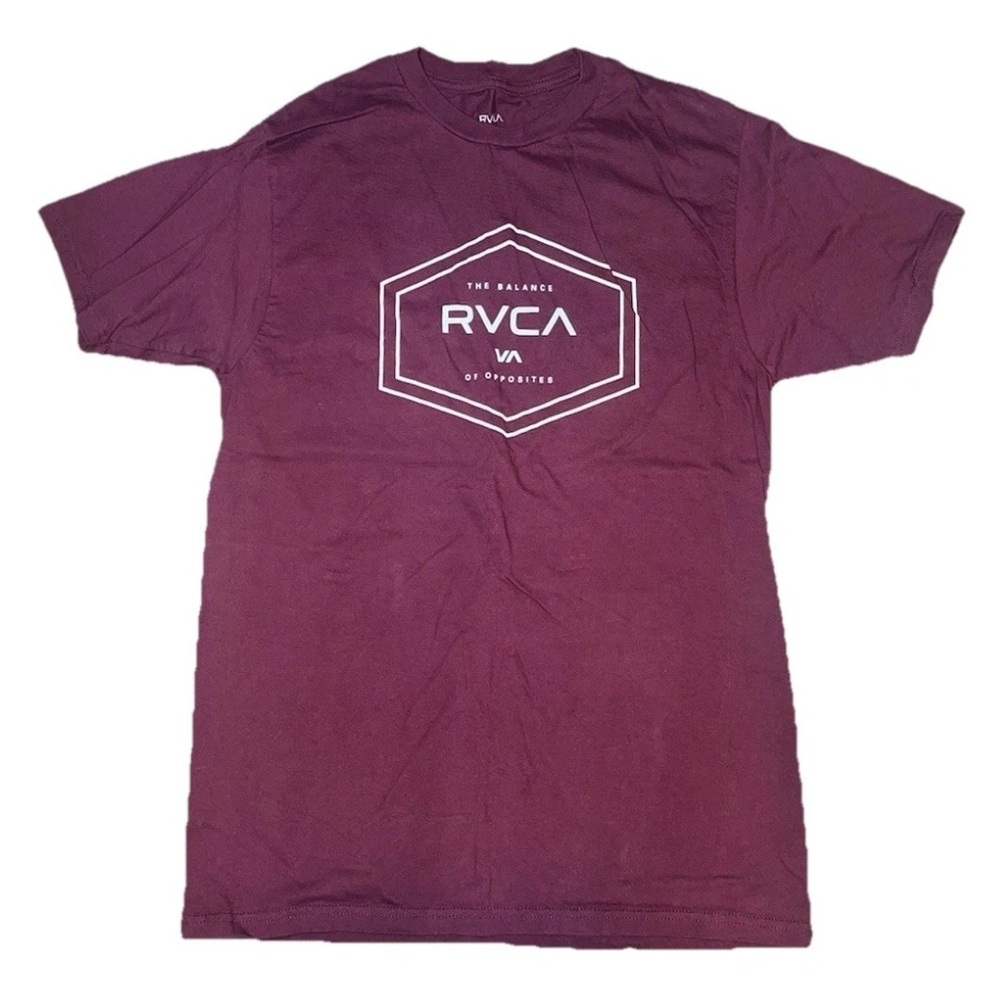 RVCA Maroon White Gray Tee Shirt Men’s Medium EUC